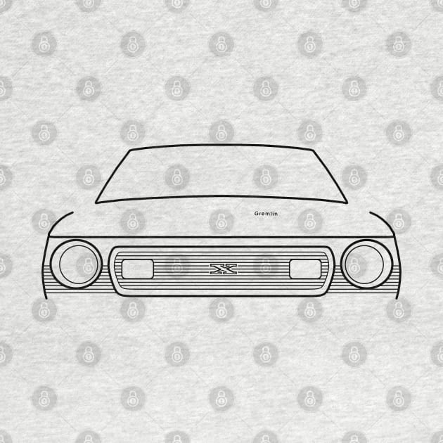 AMC Gremlin 1970s classic car black outline graphic by soitwouldseem